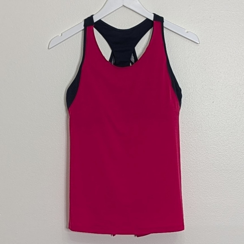 Athleta Tank Medium Pink Blue Built In Bra Tie Back